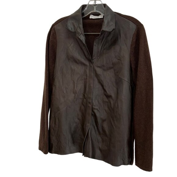 Brunello Cucinelli Chocolate Brown Cashmere leather front Cardigan sweat… - Picture 1 of 4